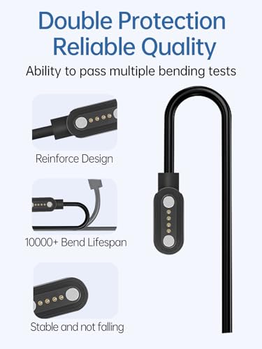 Charging Cable for Canmore Golf GPS H300/TW402/TW410/TW411/HG200/ HG200 Plus,Magnetic USB Charging Cable 3.3ft USB Flexible Charger Cord Cable Accessories，（2 Pack）