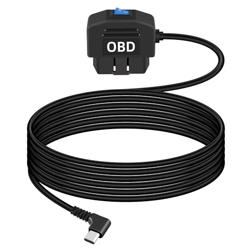 GELRHONR Right Angle OBD Power Cable for Dash Camera, USB C OBD2 Dashcam Hardwire Kit with 24 Hours Surveillance and Acc 2 Mode 11.5FT, for EV Hybrid Fuel Vehicles(Right Angle USB C Black) - color: Right Angle USB C Black