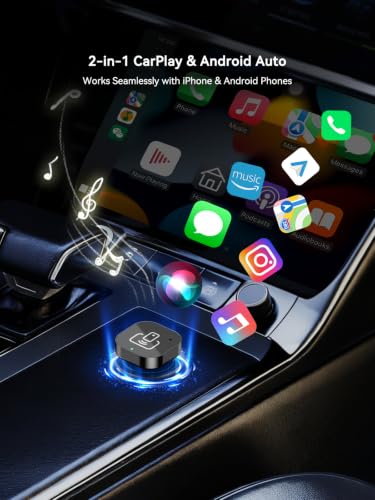 2026 Wireless CarPlay & Android Auto Adapter – 2-in-1 Plug & Play Dongle, Converts Wired to Wireless, Auto Reconnect, Low Latency, for iOS 10+ & Android 11+ with Factory Wired CarPlay - color: Dark Gray