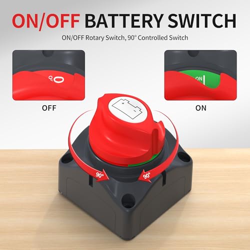 Top Post Battery Disconnect Switch 12V-48V Battery Disconnect Switch 12 Volt Waterproof Cut Off Switch Positive On/Off for Marine Car RV Boat ATV UTV Vehicles - color: 275A On-Off Top Post