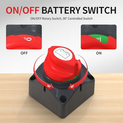 Top Post Battery Disconnect Switch 12V-48V Battery Disconnect Switch 12 Volt Waterproof Cut Off Switch Positive On/Off for Marine Car RV Boat ATV UTV Vehicles - color: 275A On-Off Top Post