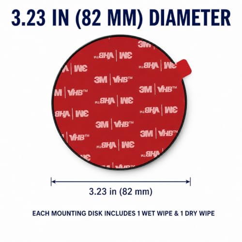 Dashboard Pad Mounting Disk for Suction Cup Mounts Only, 3.23 in Heat-Resistant Adhesive Base with Flexible Steel Reinforcement, Fits Flat & Curved Dashboards, Phone Holders, GPS & Dash Cams 3 Pack - style: 3 Count (Pack of 1)