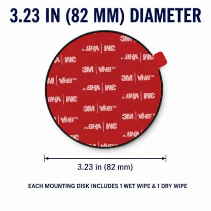 Dashboard Pad Mounting Disk for Suction Cup Mounts Only, 3.23 in Heat-Resistant Adhesive Base with Flexible Steel Reinforcement, Fits Flat & Curved Dashboards, Phone Holders, GPS & Dash Cams 3 Pack - style: 3 Count (Pack of 1)