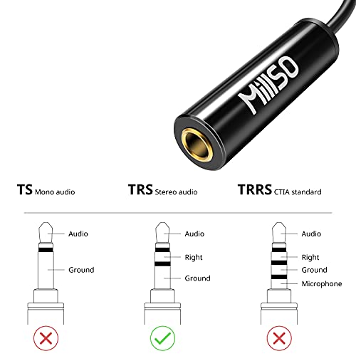 MillSO 1/4 to 3.5mm Instrument Cable, TRS Headphone Adapter 6.35mm Female to 3.5mm Male 1/8 to 1/4 Stereo Audio Adapter for Amplifier, Guitar, Piano, Speaker to Phone, Laptop, Headphone - 12inch/30cm - color: Piano Black, size: 1 FT
