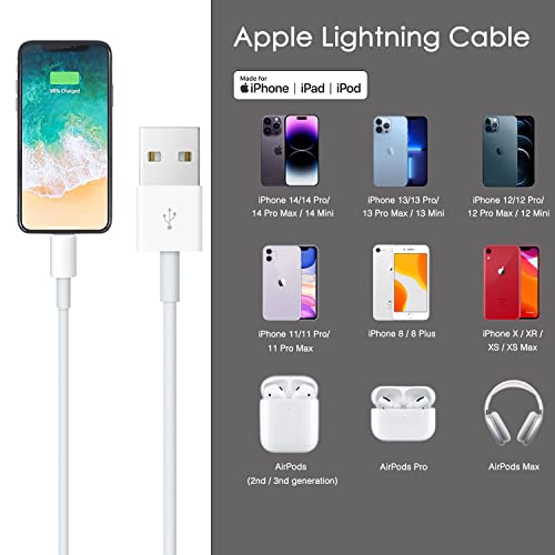 Car Apple Carplay Cable, USB A to Lightning Cable for iPhone 14, 14 pro max,13,Plus,SE 2nd/12/11/Xs/XR, iPad 4/5/ 6/7/ 8, Mini 2/3/4/5, Air 2/3 Charger Cord, Car Charging Cable (Pack of 3) - size: 3.3FT (Pack of 3)
