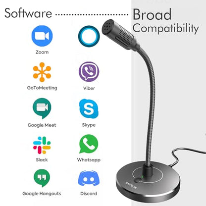 CMTECK USB Computer Microphone, Studio-Quality，Plug & Play for PC,Laptop - color: Gray