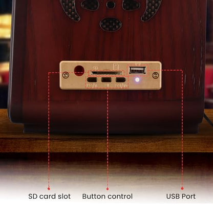 Pyle Retro Wireless Bluetooth Radio Speaker - Classic Vintage Style Audio Sound Receiver System w/Built-in Stereo Speakers, USB, SD Card Slot, AUX, RCA, MP3, AM/FM Tuner PUNP34BT.5