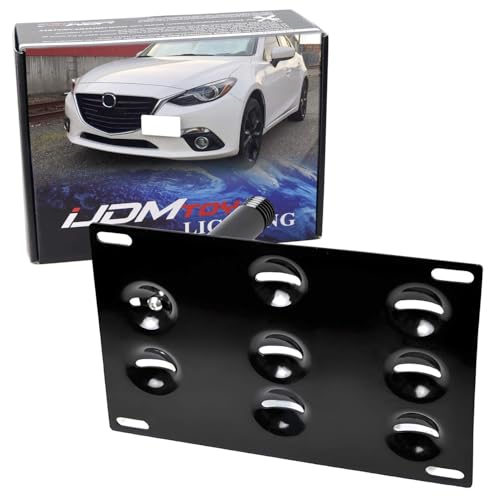 iJDMTOY No Drill Front Bumper Tow Hook License Plate Mounting Bracket Adapter Kit Compatible with 2014-up Mazda3 Mazda6, 2013-up Mazda CX-5, 2016-up Mazda MX-5, 2003-2007 Mazda RX-8