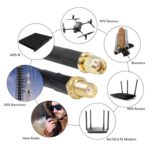 SMA Cable, SMA Male to SMA Female Cables RG58 SMA Extension Cable for SDR Equipment Antenna Ham Radio,3G 4G LTE Antenna,ADS-B,GPS and etc (10 ft) - size: 10 ft - 1PCS