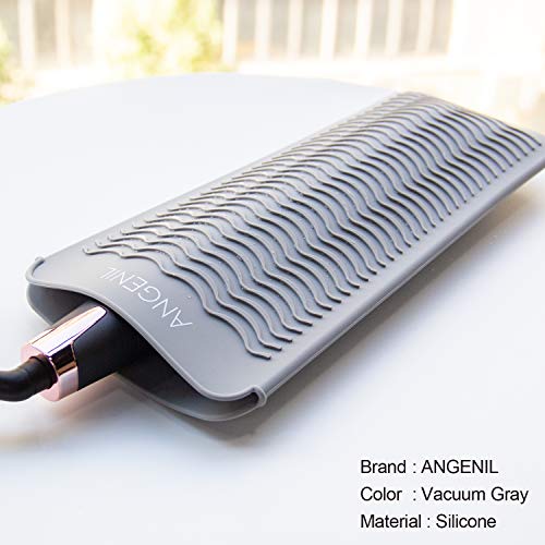 ANGENIL Professional Silicone Heat Resistant Mat Pouch for Hair Straightener, Curling Iron and Flat Iron, Portable Travel Mat and Cover for Hair Styling Tools, Grey - color: Grey