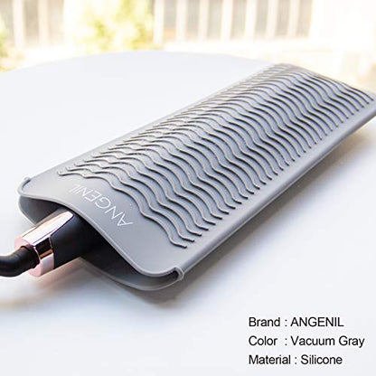 ANGENIL Professional Silicone Heat Resistant Mat Pouch for Hair Straightener, Curling Iron and Flat Iron, Portable Travel Mat and Cover for Hair Styling Tools, Grey - color: Grey