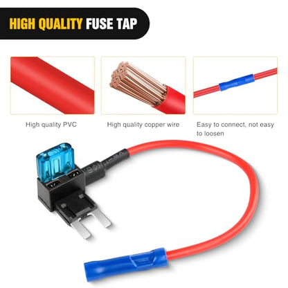 Nilight Fuse Holder Add-a-circuit Fuse TAP Adapter Mini ATM APM Blade Fuse Holder-10 Pack , 2 years Warranty - color: 10Pcs Mini