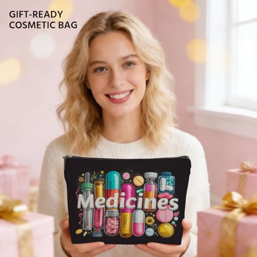JIUWEIHU Medicine Makeup Bag Gifts，Colorful Medical Themed Cosmetic Bag - color: Multicolor 0076