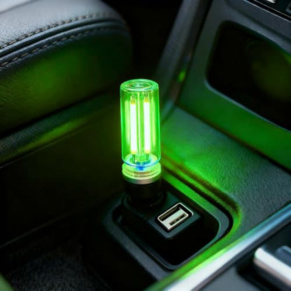 Car Retro Atmosphere Light, Mini Plug-in Touch Control USB Vehicle Glass Bottle LED Night Light, Portable Automotive Interior Ambient Lamp, Universal for Truck SUV Sedan (Green) - color: Green