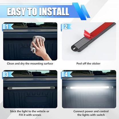 LED Truck Bed Lights with On/Off Switch & Extension Wiring Kit, Waterproof 6000K White 132 LEDs Cargo Pickup Truck Bed Lighting Strip for Truck Pickup SUV Cargo Van RV Boat, 2 PCS