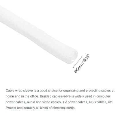 MECCANIXITY Split Sleeve Wire Loom 3/16" 25Ft White Self Wrapping Braided Sleeve UL94-V2 Fireproof PET Sleeving for Automotive, Home Cable Management - color: White, size: 3/16 Inch x 25Ft