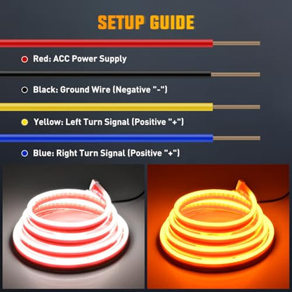 Nilight 70-Inch LED Hood Strip, White Startup DRL Amber Signals Light - color: Amber White, size: 70 Inch