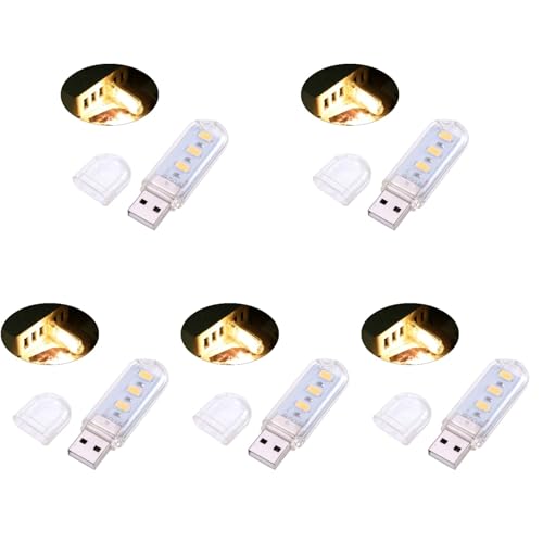 Hemoton 5-Pack USB Led Light USB Keyboard Light Portable Mini Table Lamp for Laptop Reading Flexible Warm Lamp for Any Standard Port Extension Cord Compact Carry Design