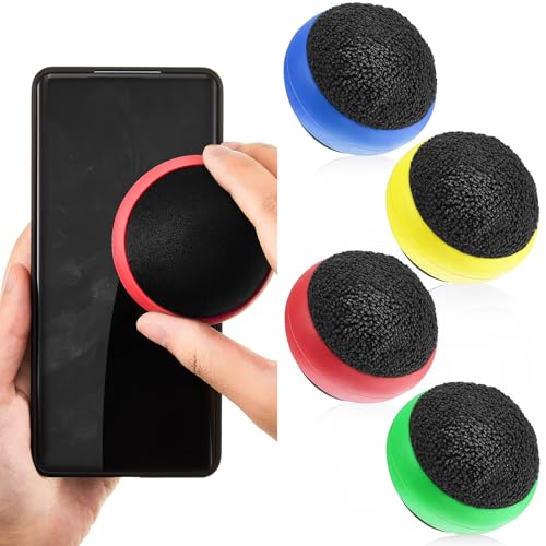 Suclain 4 Pack Screen Cleaner Balls Car Phone Screen Cleaning Cleaner Ball Microfiber Touch Cleaning Ball for Easter Computer Laptop Phone Monitor(Red, Blue, Yellow,Green) - color: Red, Blue, Yellow,Green