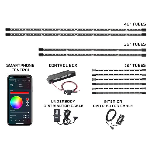 LEDGlow Bluetooth 10pc Million Color LED Car Underglow & Interior Light Kit