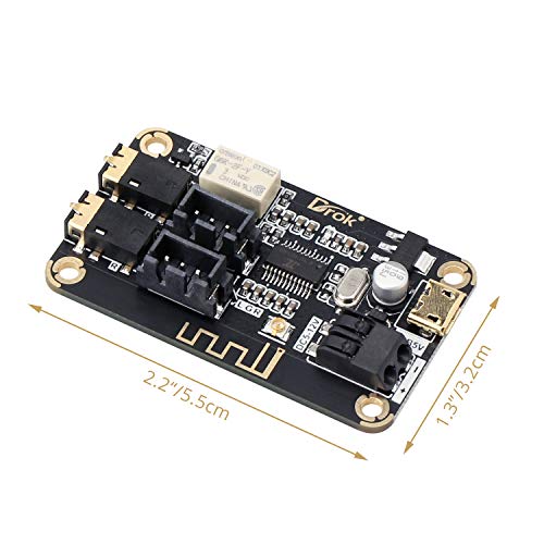 DROK Blue~Tooth Board, 12V Audio Receiver Blue~Tooth Module DC 5V-12V Portable Wire~Less Electronics Stereo Music Receive Circuit Chip with Micro USB Port for Headphone Speaker Home Sound System DIY