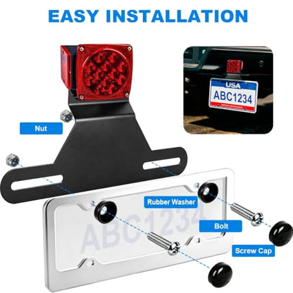 Trailer License Plate Bracket, Heavy Duty Stainless Steel Adjustable Holder