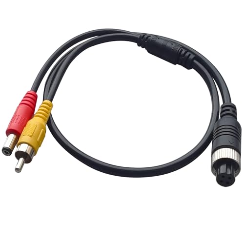 4-Pin to RCA Adapter Cable - M12 Adapter, AV DC Connector, Video Extension for Car Backup Camera (4-Pin Female to RCA+DC Male) - size: 4 pin Famale to rca+dc Male