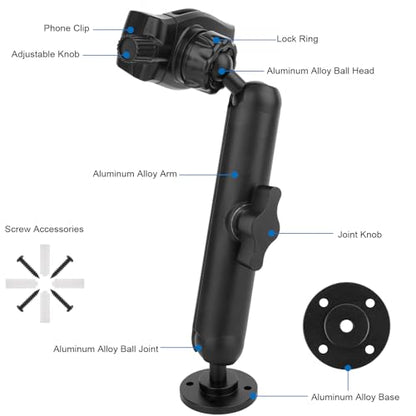 Mippko Wall Mount Phone Holder for Truck/Car/Boat/Wall/Desk,Compatible with 3.5~7.5 inch iPhone/Nexus/HTC/LG/Huawei/Smart Phones,360°Adjustment Aluminium Alloy Arm Drilling Base Mount