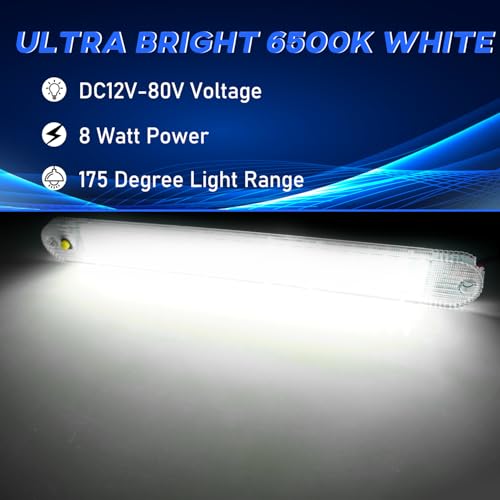 12V Led Interior Light Bar 8 Packs 72Led 6500K White with ON/Off Switch 11Inch 12V 24V for Enclosed Cargo Trailer RV Van Truck Lorry Camper Caravan Motorhome (8Pcs) - size: 8 Packs
