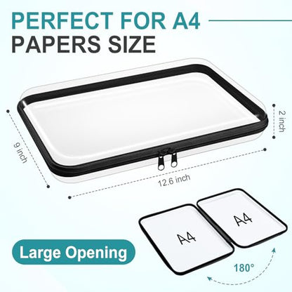 Sanwuta 6 Clear Hard Zipper Case, Black, 12.6 x 9 x 2 Inch - color: Black, size: 12.6 x 9 x 2 Inch