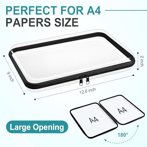 Sanwuta 6 Clear Hard Zipper Case, Black, 12.6 x 9 x 2 Inch - color: Black, size: 12.6 x 9 x 2 Inch