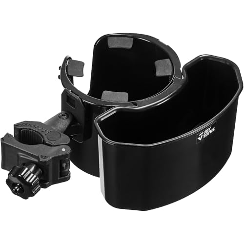 JOYTUTUS Wheelchair Cup Holder 2 Pack, 2-in-1 Walker Cup Holder with 6.4'' Storage Box, Drink Holder for Bottle with Handle, Fit for Wheelchair, Walker, Rollator, Stroller, Camper, Golf cart (Large) - size: Large(2 Pack)