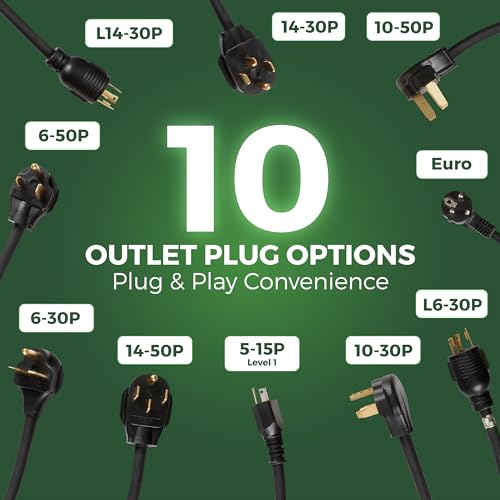 PRIMECOM Level 2 Electric Vehicle (EV) Charger (220V / 240Volt, 16Amp) Portable EVSE Smart Electric Car Charger, 30', 40', and 50 Feet Lengths (30 Feet, 14-30P) - color: 14-30P, size: 30 Feet