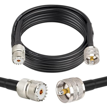 MOOKEERF PL-259 UHF CB Coax Cable - 12FT, RG58 PL-259 UHF Male to Female Low Loss Antenna Extension Jumper for HAM Radio, Antenna Analyzer, Dummy Load, SWR Meter - size: 12FT