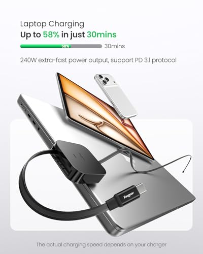 Fasgear 240W USB C to USB C Retractable Cable, 6.6ft, 2 Pack, Black/White - color: 2 Pack (Black & White), size: 3.6ft fixed / 3.0ft extend