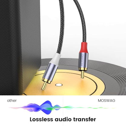 MOSWAG USB to RCA Audio Cable, USB 2.0 Male to 2 RCA Male Stereo Audio Cable Converter, Nylon Braided USB to RCA Adapter for PC, Laptop, DVD Player, Speaker, Power Amplifier 3.28FT/1Meter - size: 3.28 ft