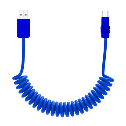 chubbycable USB A to C 120W 코일 충전 케이블, 올 다크 블루, 1.8m(6피트) - color: 다크 블루+다크 블루, style: USB A-타입 C