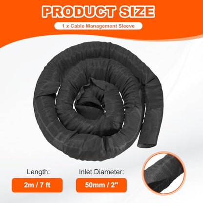 MECCANIXITY Braided Wire Loom, 7ft(2 m) - 2"(50mm) Wire Split Braided Cable Management Sleeve Automotive Woven Mesh Split Loom Tubing for Multi-Cable Management, Black - color: Black, size: 7ft(2 m) - 2"(50mm)