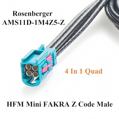 4 in 1 Rosenberger HFM Mini FAKRA Z Code Male to Female RF Coaxial Cable Quad AMS11D-1M4Z5-Z to AMK12D-1M4Z5-Z Vehicle Automotive GPS Antenna Cable for Car Camera, ADAS, Autonomous Driving (2M/6.6FT) - size: 2M/6.6FT
