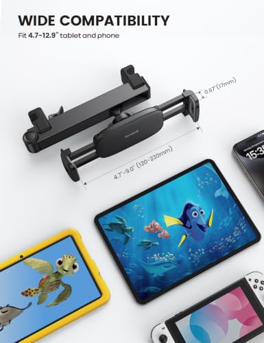 Lamicall Car Headrest Tablet Holder, Lockable Car Backseat Mount