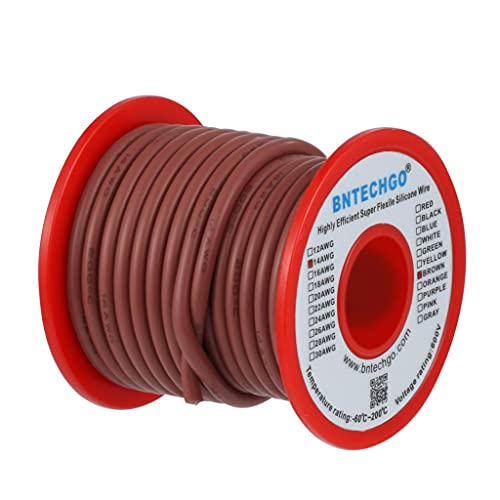 BNTECHGO 14 Gauge Silicone Wire Brown 25ft Stranded Tinned Copper Wire - color: Brown, size: silicone wire 25ft