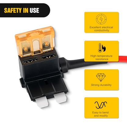 Nilight 10 Pack 12V Add-a-Circuit Standard ATO/ATC Fuse Tap Adapters 5A - color: Multicolor