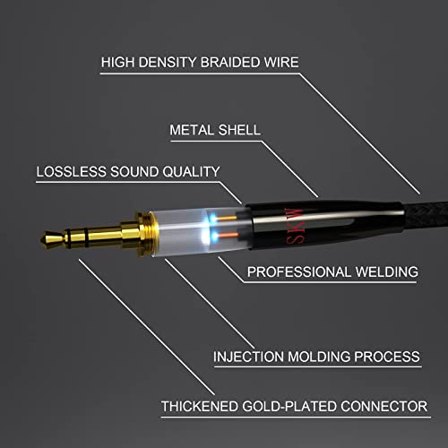 SKW Audiophile 3.5mm Right-Angle Stereo Aux Cable 1/8" TRS 9.8ft/3m - color: Black-straight to bend, size: 9.8ft (3m)