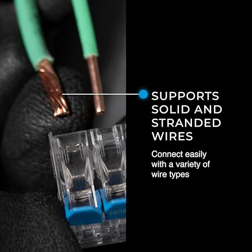 Ideal Electrical in-Sure Lever Wire Connector,12 AWG, 3-Port (30-05L23), Bag of 50—Compact Releasable Connectors for Solid and Stranded Wires