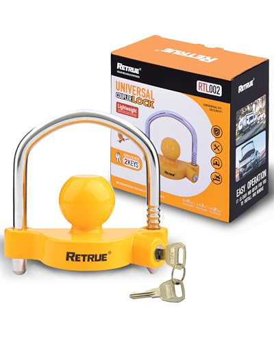 RETRUE Universal Coupler Lock Trailer Locks Ball Hitch Trailer Hitch Lock Adjustable Security Heavy-Duty Steel Fits 1-7/8 Inch, 2 Inch, 2-5/16 Inch Couplers, Yellow (Pack of 20) - color: Yellow, size: 20 Pack