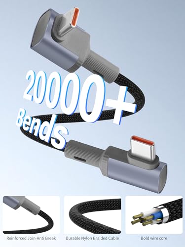 YACSEJAO 100W Short 90 Degree USB C to USB C Cable 5.9inch - style: Side to Right Angle