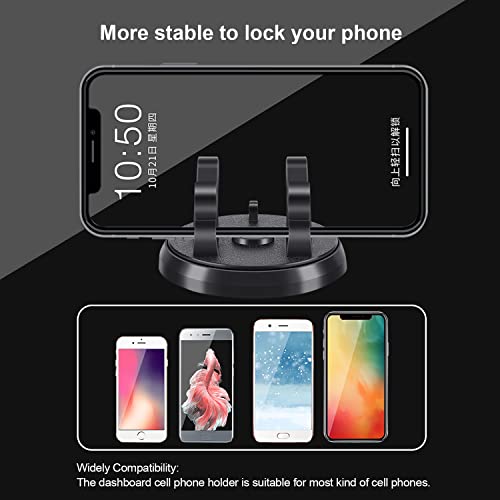 Dashboard Phone Holder for Car Vertical Horizontal 360 Rotate,Cell Phone Holder for Car Compatible with i-Phone Samsung Android Smartphones GPS Devices for Various Dashboards(1PC,Black)