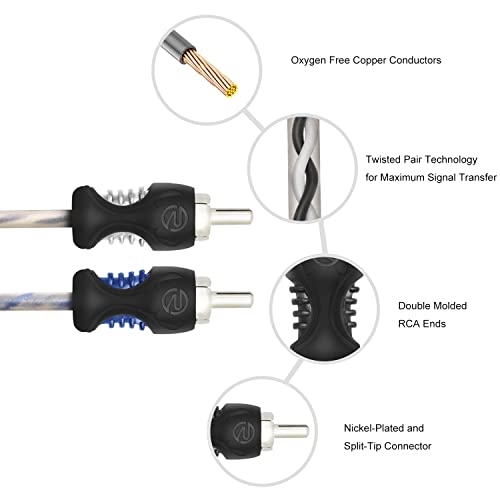 RECOIL RCI29 9ft 2-Channel RCA Audio Cable Twisted Pair Noise Reduction - style: 9ft 2-Channel RCA