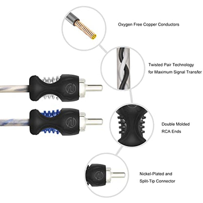 RECOIL RCI29 9ft 2-Channel RCA Audio Cable Twisted Pair Noise Reduction - style: 9ft 2-Channel RCA