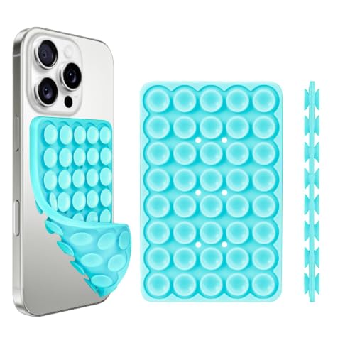 Giumel 1 Pack Silicone Suction Cup Phone Case Mount Double Sided, Hands-Free Strong Grip Holder for Selfies and Videos, Silicon Phone Stand Sticky for iPhone and Android Sky Blue - color: 1 Pack Sky Blue Double Sided